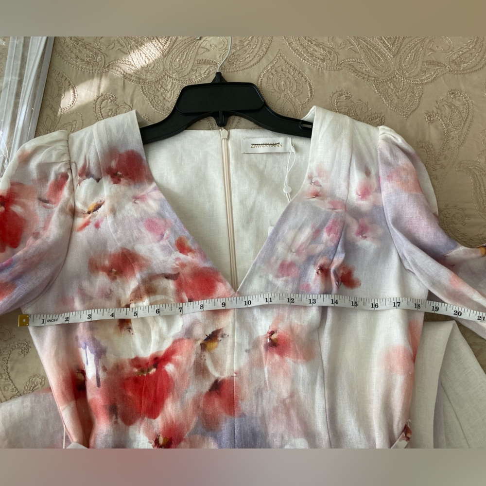 Zimmermann White and Pink Floral Long Sleeve Dress size AU 3 -US 10 - Picture 14 of 16
